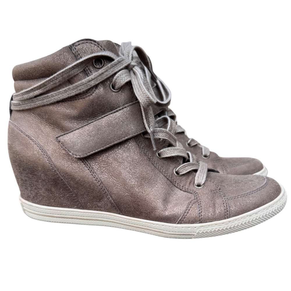 Paul Green Womens Leather Sneaker Wedge Shoes Y2K Size 6 Metallic Bronze‎